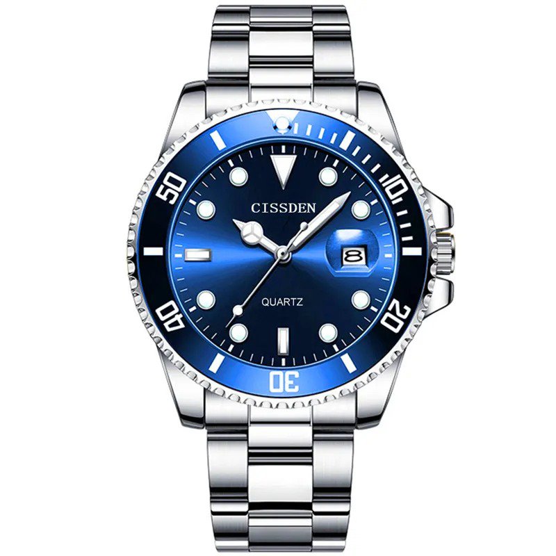 Blue_CISSDEN Men Watch Business Full Steel Quartz Watch Men Top Brand Luxury Casual Waterproof Sport