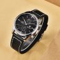 Gold White_2023 Men's Quartz Watches Top Brand Luxury Business Watch Men Chronograph Leather leathe