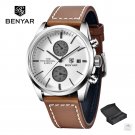 White_2023  Men's Quartz Watches Top Brand Luxury Business Watch Men Chronograph Leather leather Lum