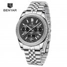 Silver Black_2023 Top Brand Luxury Quartz Mens Watches Chronograph Waterproof Stainless Steel Lumino