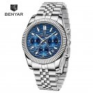 Silver Blue_2023 Top Brand Luxury Quartz Mens Watches Chronograph Waterproof Stainless Steel Luminou