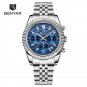 Silver Blue_2023 Top Brand Luxury Quartz Mens Watches Chronograph Waterproof Stainless Steel Luminou