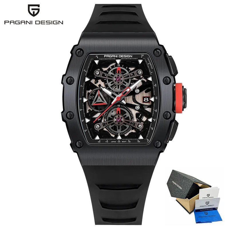 Black_Mens Watches Top Luxury Multi-Function Chronograph Quartz Watch Men Waterproof Military Sapphi