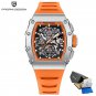 Silver Orange_Mens Watches Top Luxury Multi-Function Chronograph Quartz Watch Men Waterproof Militar