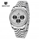 Silver_2021  Automatic Watch For Men Top Brand Quartz Mens Watches Chronograph Stainless Steel Water