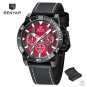 Red_Men's Watches Chronograph Quartz Watch For Men Luxury Sports Waterproof Multifunctional Luminous