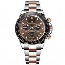 1644Coffee_Mens Watches Top Brand Men Automatic Wristwatch Silica 100M Waterproof Chronograph Clock 