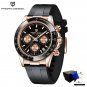 1664 Gold Black_Mens Watches Top Brand Men Automatic Wristwatch Silica 100M Waterproof Chronograph C