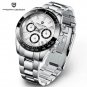 1687 Silver Black_Mens Watches Top Brand Men Automatic Wristwatch Silica 100M Waterproof Chronograph