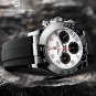 1687 Silver Blue_Mens Watches Top Brand Men Automatic Wristwatch Silica 100M Waterproof Chronograph