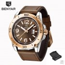 Gold Brown_2023 Fashion Mens Watches Top Brand Luxury Big Dial Military Quartz Watch Leather Waterpr