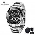 Silver Black_2021    Men's Watches Brand Luxury Chronograph Watch For Men Quartz Wristwatch Waterpro