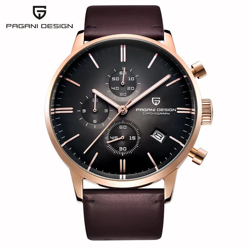 Gold Black L_Men Watch   Top Brand Luxury Quartz Chronograph Watches Men's Sports Waterproof Wrist W