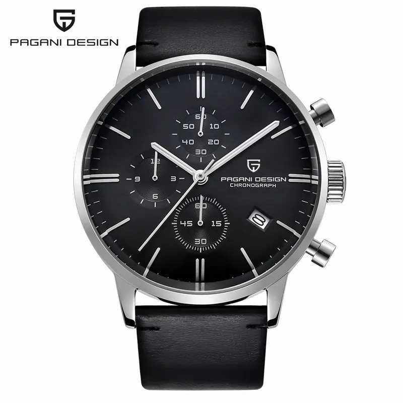 Silver Black L_Men Watch   Top Brand Luxury Quartz Chronograph Watches Men's Sports Waterproof Wrist