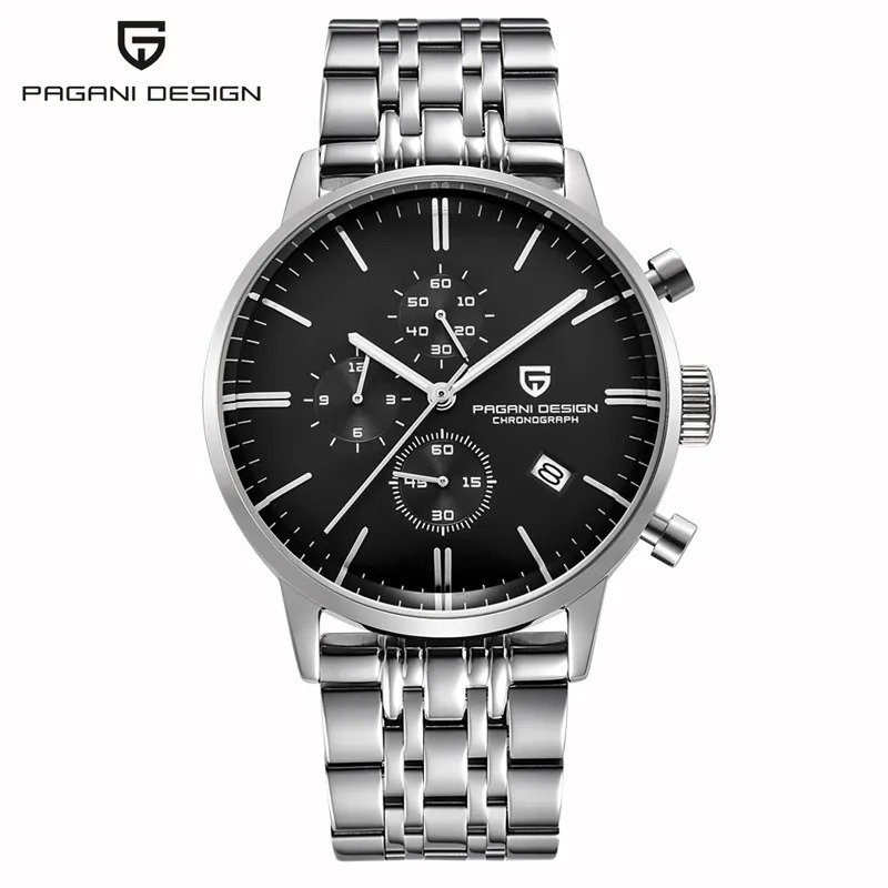 Silver Black S_Men Watch   Top Brand Luxury Quartz Chronograph Watches Men's Sports Waterproof Wrist