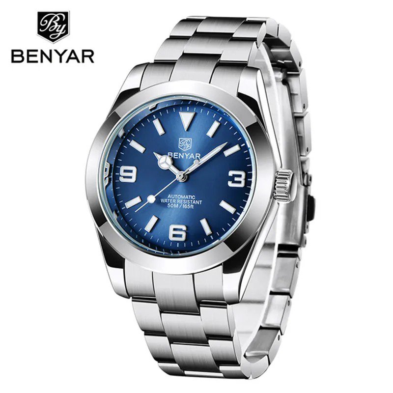 Blue_Men's Mechanical Watches Top Brand Luxury Automatic Watch Men Sport Waterproof Stainless Steel 