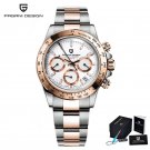 Gold White_Watch Men   Top Brand Luxury Quartz Chronograph Men's Watches Stainless Steel Waterproof 