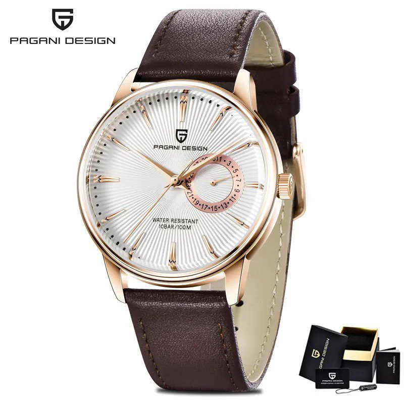 Gold White_Luxury Brand Military Watch Men Quartz Analog Clock Leather Strap Clock Mens Sports Watch