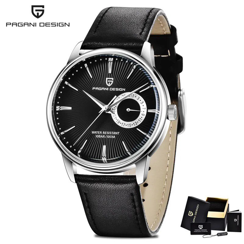 Silver Black_Luxury Brand Military Watch Men Quartz Analog Clock Leather Strap Clock Mens Sports Wat