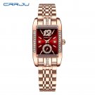 Rose red_Women Watches Luxury Rhinestone Elegant Wristwatch Quartz Watch For Girl Ladies Clock   Fem