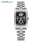Silver black_Women Watches Luxury Rhinestone Elegant Wristwatch Quartz Watch For Girl Ladies Clock  