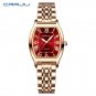 Rose red_Women Watches Creative Steel Dress Bracelet Wristwatches Ladies Square Waterproof Female   