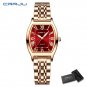 Rose red box_Women Watches Creative Steel Dress Bracelet Wristwatches Ladies Square Waterproof Femal