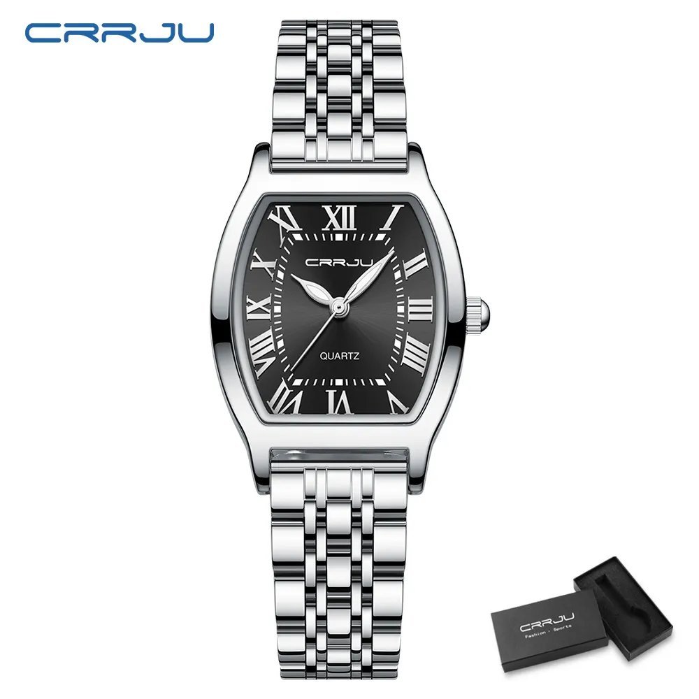 silver black box_Women Watches Creative Steel Dress Bracelet Wristwatches Ladies Square Waterproof F
