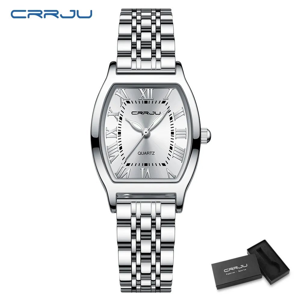 Silver white box_Women Watches Creative Steel Dress Bracelet Wristwatches Ladies Square Waterproof F