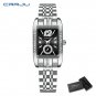 silver black box_Rectangle Dial Womens Watches Luxury Waterproof Dress Wristwatches with Rhinestones