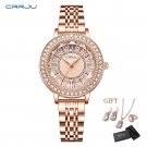 Rose_5pcs Set Women Quartz Watch Female Clock Rhinestones Rose Dial   Simple