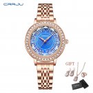 Rose blue_5pcs Set Women Quartz Watch Female Clock Rhinestones Rose Dial   Simple