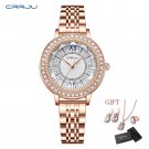Rose white_5pcs Set Women Quartz Watch Female Clock Rhinestones Rose Dial   Simple
