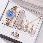 Rose white_5pcs Set Women Quartz Watch Female Clock Rhinestones Rose Dial Simple