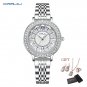 Silver_5pcs Set Women Quartz Watch Female Clock Rhinestones Rose Dial   Simple
