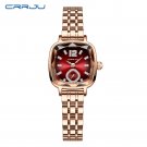 Rose red_Women's Dress Wristwatches Luxury Square Quartz  with Rhinestones   Feminino