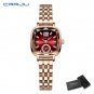Rose red box_Women's Dress Wristwatches Luxury Square Quartz  with Rhinestones   Feminino