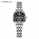 silver black_Women's Dress Wristwatches Luxury Square Quartz  with Rhinestones   Feminino