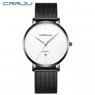 black white_Mens Watches  Luxury Blue Waterproof Watches Ultra Thin Date Simple Casual Quartz Watch 