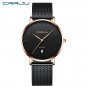 rose black_Mens Watches  Luxury Blue Waterproof Watches Ultra Thin Date Simple Casual Quartz Watch M