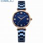 blue_Women Watch  Luxury Blue Watch for Women Casual Waterproof Quartz Ladies Stainless Steel Watch 