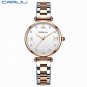 rose white_Women Watch  Luxury Blue Watch for Women Casual Waterproof Quartz Ladies Stainless Steel 