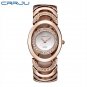 Rose gold_Gold Watch Women   bracelet Ladies Quartz-Watch s For Girl Full Stainless Steel Rhinestone