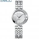 silver_es   Women Rhinestone Quartz Watches Stainless steel Band moonlike Ladies Crystal dress Wrist