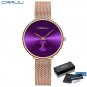 Rose Purple BOX_Women's Watches 2021 Luxury Ladies Watch Minimalist Waterproof Slim Band Watches for