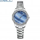 Silver blue_Women Watch Luxury Casual Waterproof Quartz Ladies Stainless Steel Wristwatch   feminino