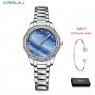 Silver blue box_Women Watch Luxury Casual Waterproof Quartz Ladies Stainless Steel Wristwatch   femi
