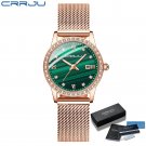rose green BOX_Women Watch Luxury Diamond Ladies Dress Simple Mesh Bracelet Waterproof Quartz Wristw