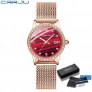rose red BOX_Women Watch Luxury Diamond Ladies Dress Simple Mesh Bracelet Waterproof Quartz Wristwat
