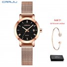 2176 black BOX_Women Watches Beautiful Minimalist Waterproof Date Slim Quartz Ladies Dress WristWatc